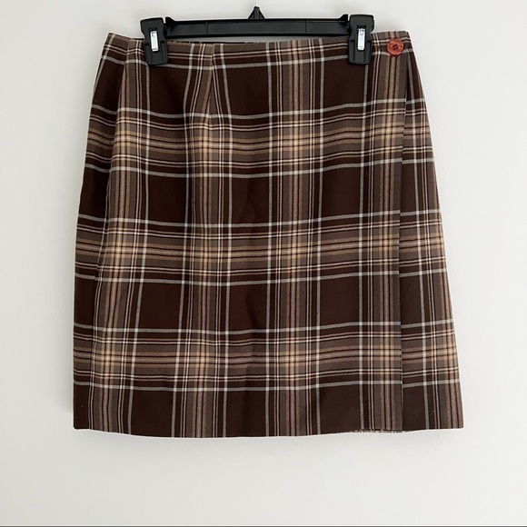 Charter Club Plaid Wrap Skirt Lined Brown Size 14P - Picture 10 of 10